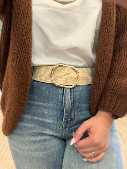 Ceinture rafia beige