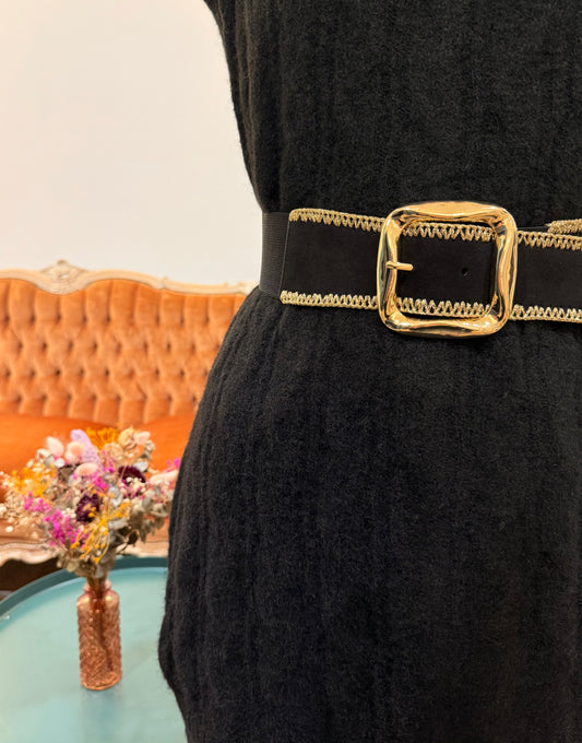 Ceinture Noire couture fil d'or