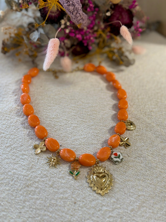 Collier orange perle