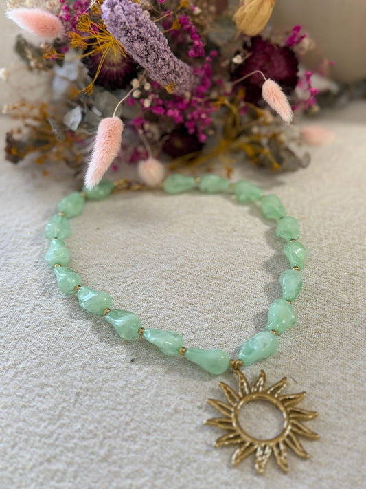 Collier vert d'eau perle