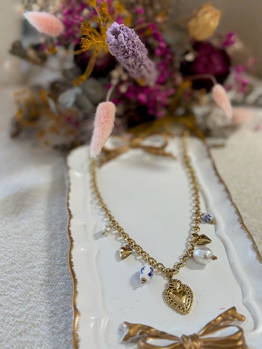 Collier breloques bleu