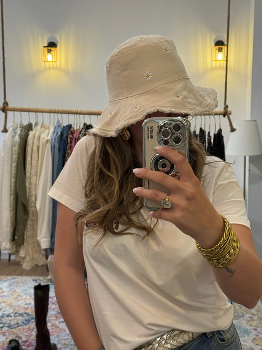 Chapeau beige marguerite