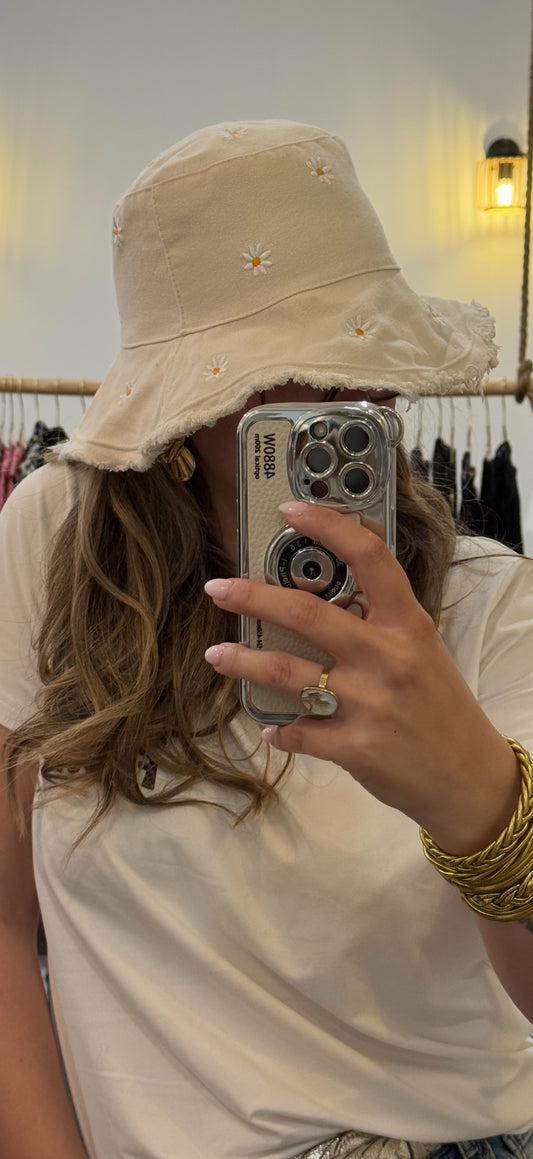 Chapeau beige marguerite