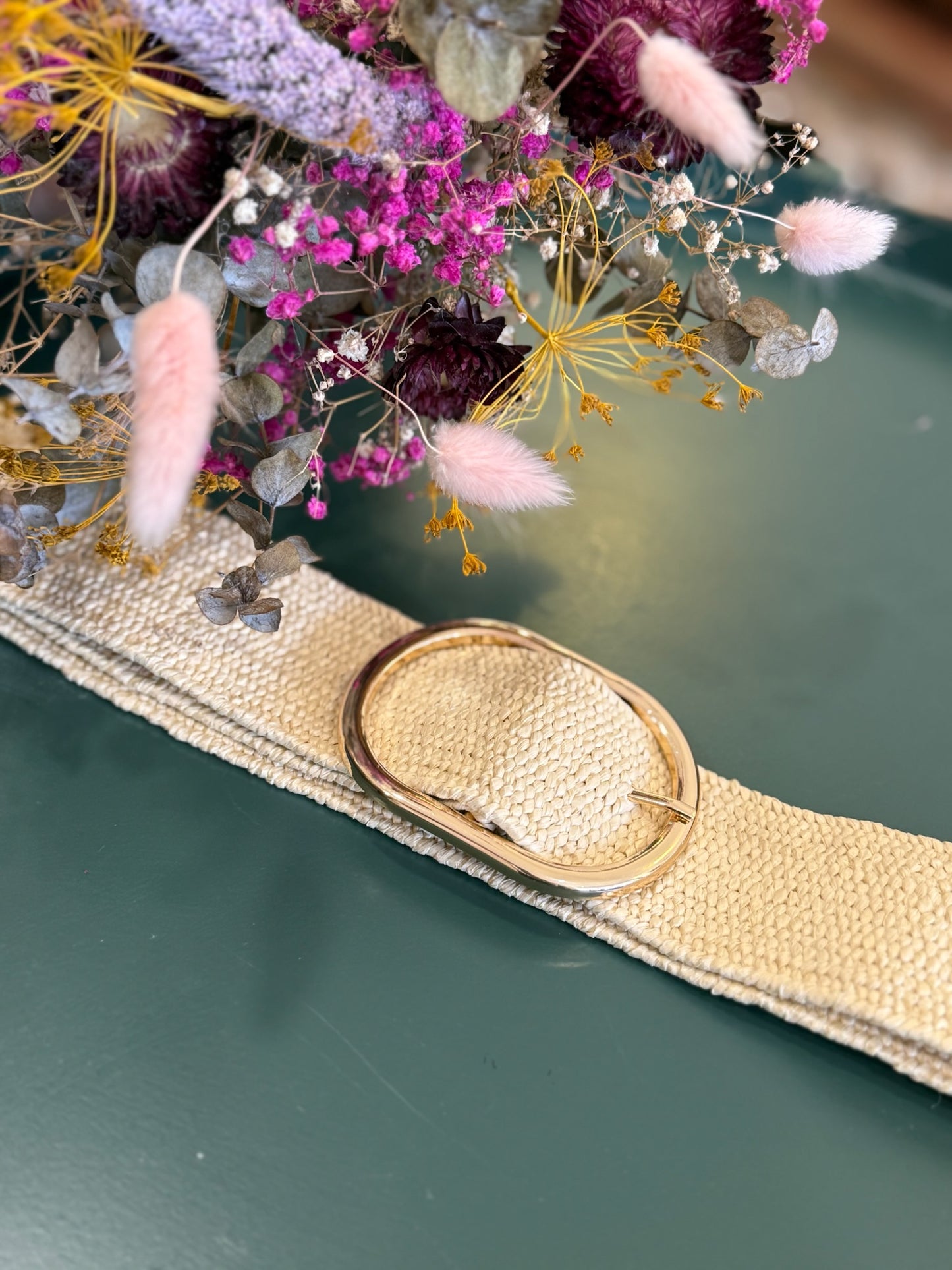 Ceinture rafia beige