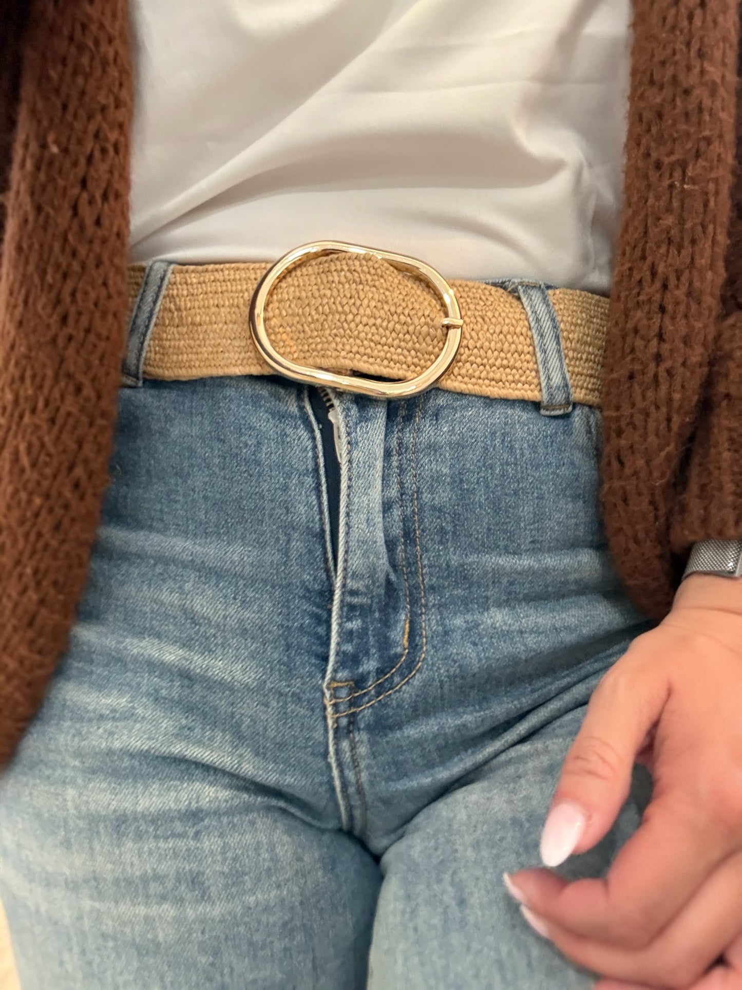 Ceinture rafia marron
