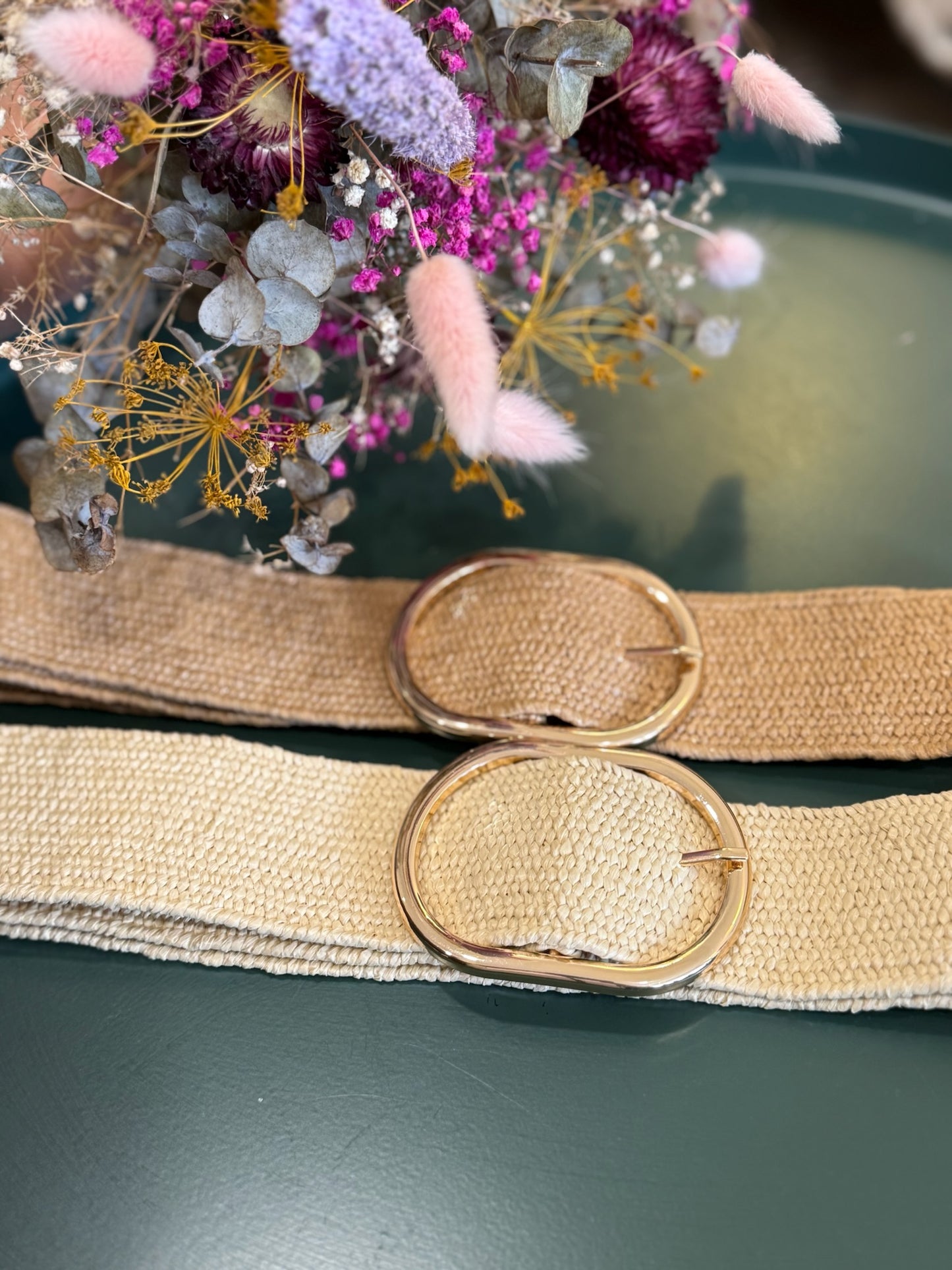 Ceinture rafia marron