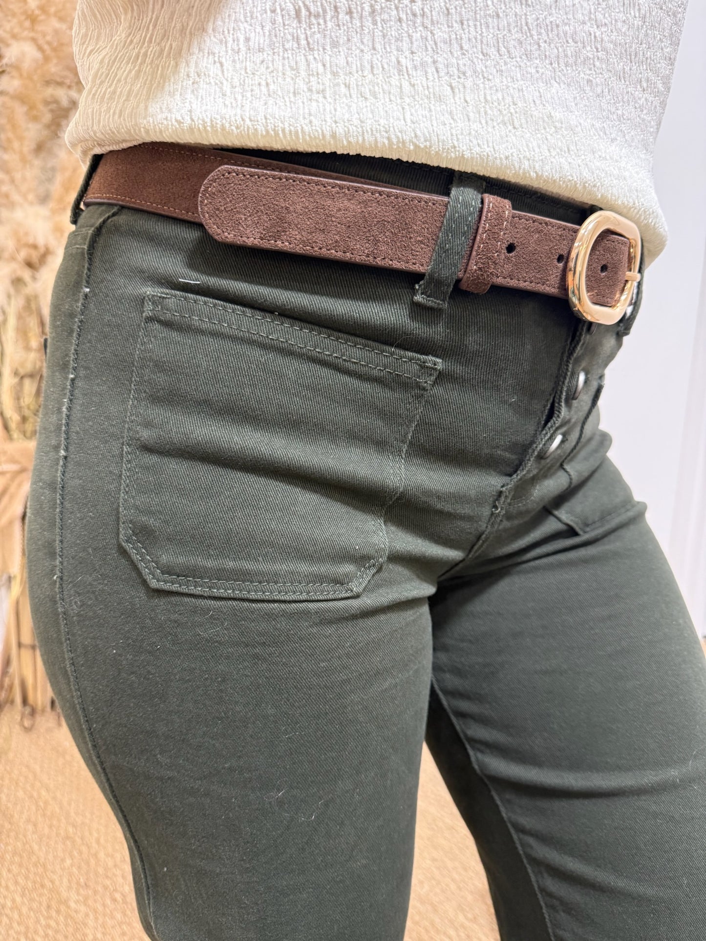 Ceinture cuir retourné marron