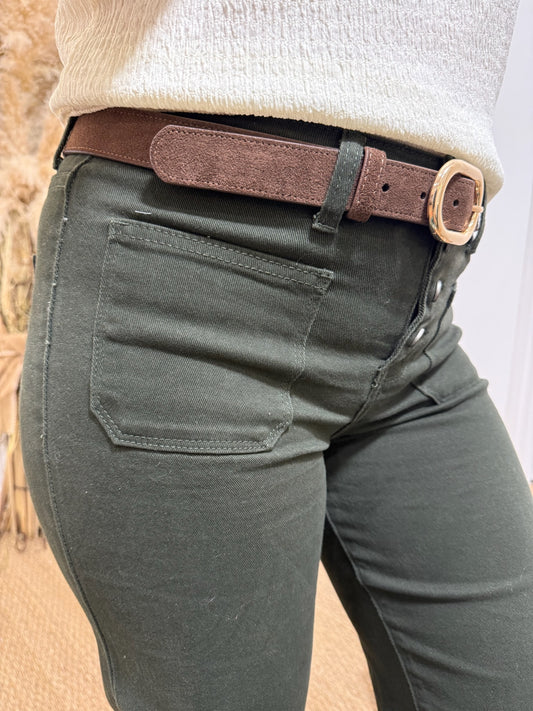 Ceinture cuir retourné marron